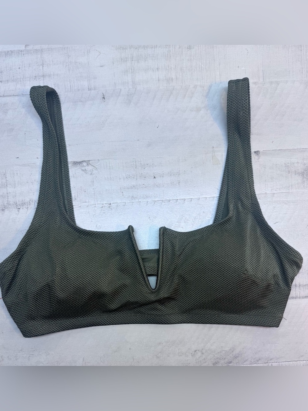 Aerie Shine Pique V Wire Scoop Bikini Top nwt size XL